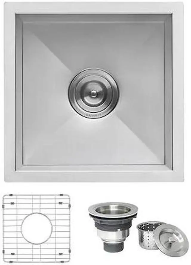 Main image of RUVATI RVH7113 13"x15" Undermnt 16 Ga Zero Radius Bar Prep Kitchen Sink SS Sngl