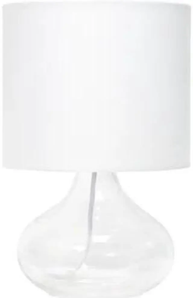 Alt view image 5 of 15 - Simple Designs Glass Raindrop Table Lamp with Fabric Shade, Clear with White Shade