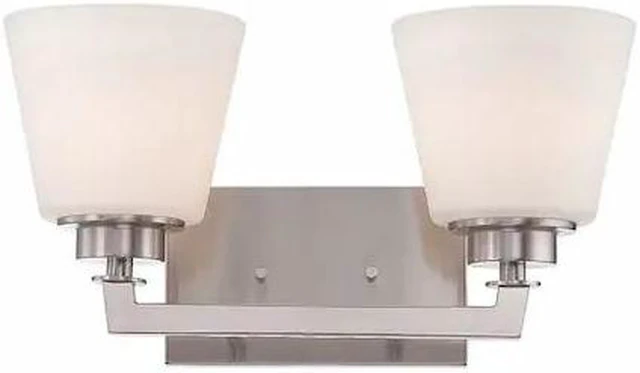 Main image of NUVO 60-5452 Mobili 2 Light Vanity Fixture Satin White Glass Brushed Nick
