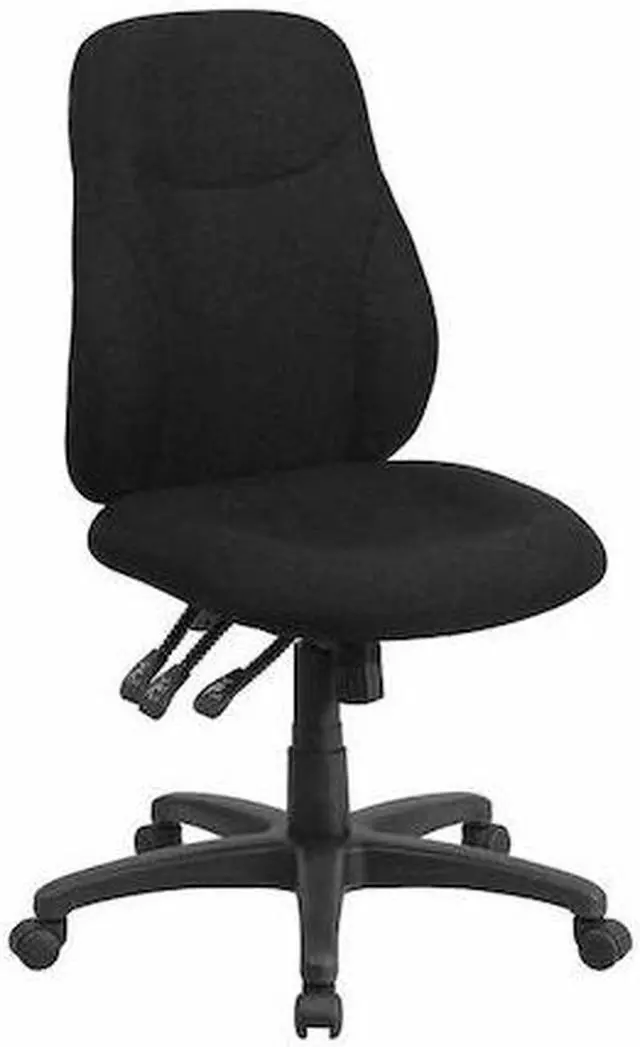 Alt view image 8 of 20 - Mid-Back Black Fabric Multifunction Ergonomic Swivel Task Chair