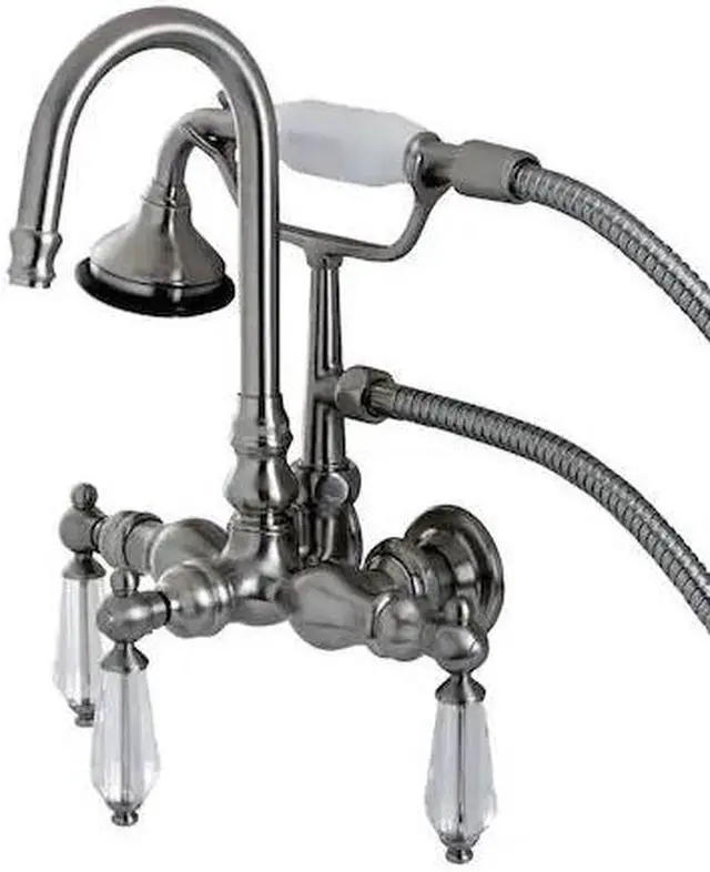 Alt view image 2 of 2 - Kingston Brass AE7T8WLL Wall Mount Clawfoot Tub Faucet, Satin Nickel