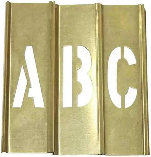 Main image of ZORO SELECT 20Y506 Stencil Letters Kit 2 in,Brass,33PCS