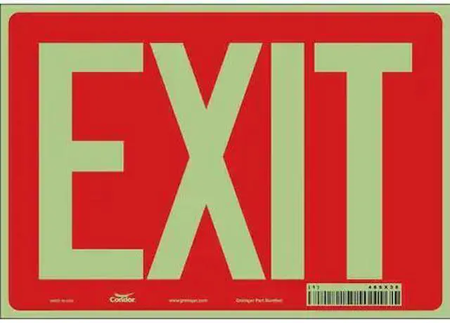 Main image of CONDOR 486X36 Exit Sign, Vinyl, 10" W, 7" H, Exit, Red