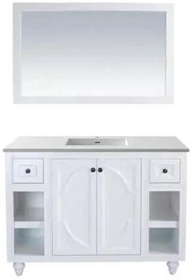 Alt view image 4 of 10 - Odyssey - 48 - White Cabinet + Matte White VIVA Stone Solid Surface Countertop