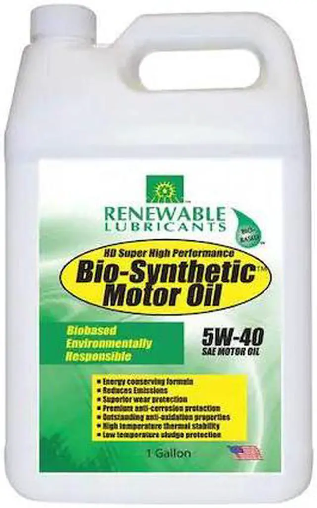 Main image of RENEWABLE LUBRICANTS 85253 Engine Oil, 5W-40, Bio-Synthetic, 1 Gal.