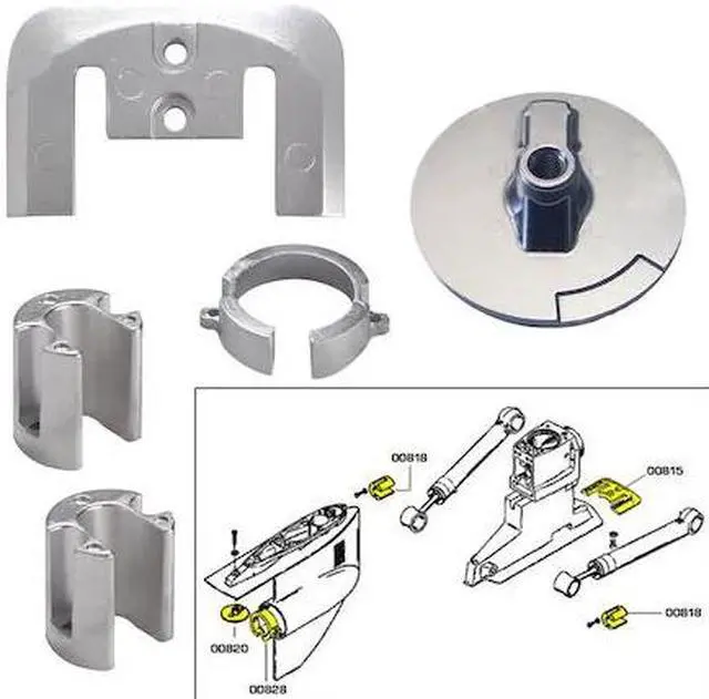Alt view image 4 of 4 - Tecnoseal Anode Kit w/Hardware - Mercury Bravo 1 - Aluminum
