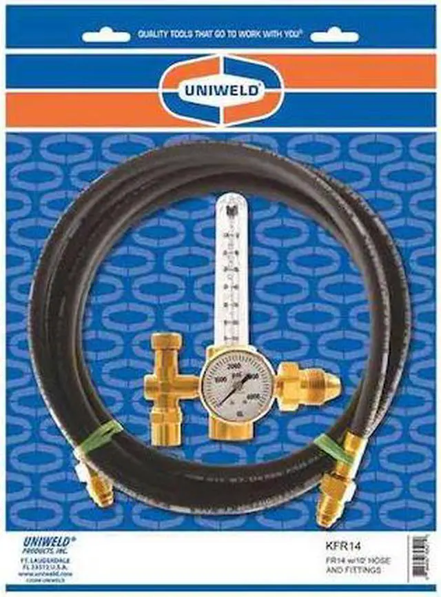 Main image of UNIWELD KFR14 Flowmeter Regulator and Hose Kit, Argon, Single Stage, 0.965"-14