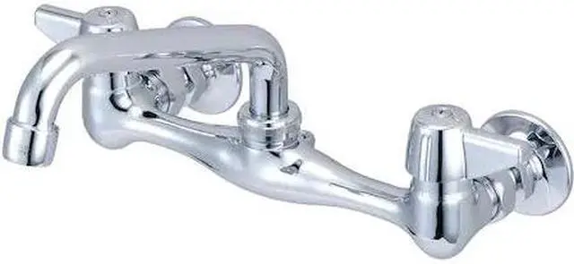 Alt view image 3 of 3 - central brass 0047ua 2handle wall mount kitchen faucet, chrome