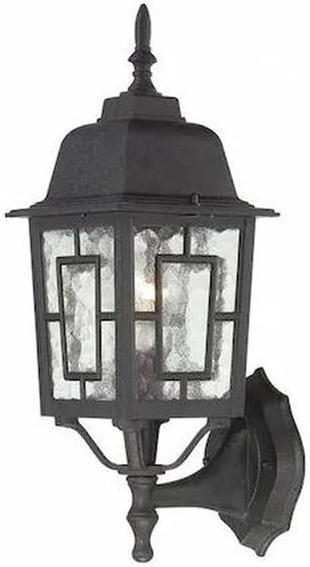 Main image of NUVO 60-4926 Banyan 1-Light 17 in. Outdoor Wall with Clear Water Glass Black