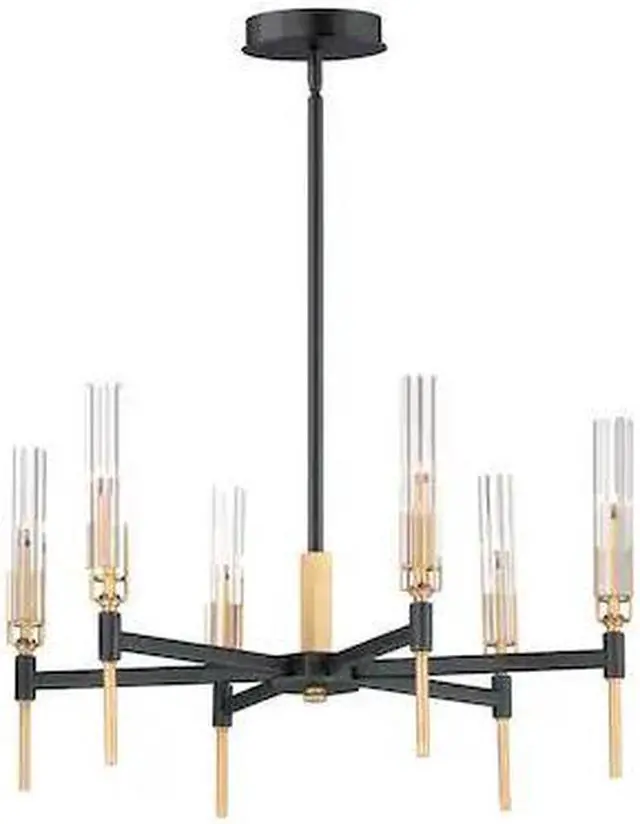 Main image of MAXIM LIGHTING 16125CLBKAB Flambeau 6-Light 24.75" Wide Black / Antique Brass