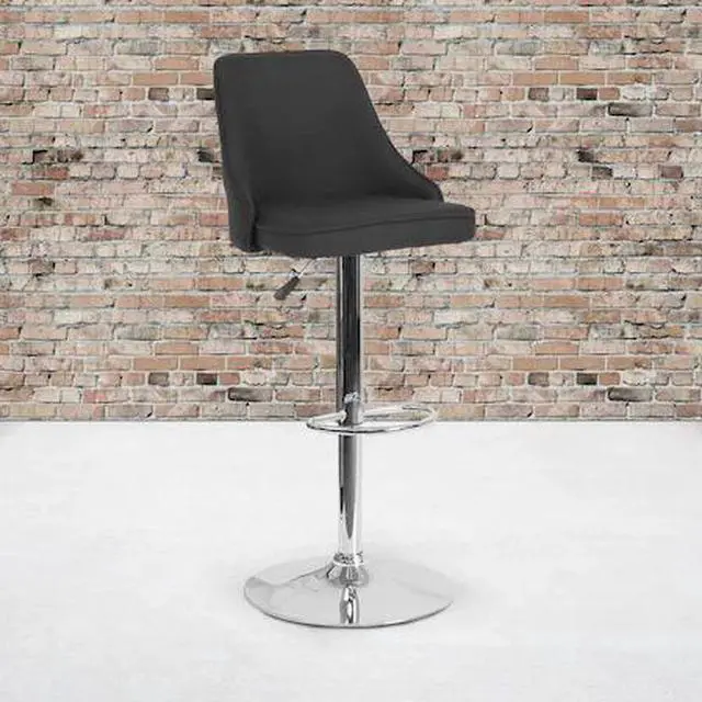 Alt view image 8 of 14 - Flash Furniture Trieste Contemporary Fabric Barstool Black 2-Pieces (2DS8121ABLKF)