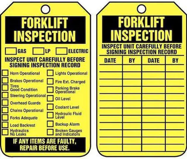 Main image of ACCUFORM TRS305PTP Tag, Forklift, Plastic, 5 3/4 in H x 3 1/4 in W, Rectangle,