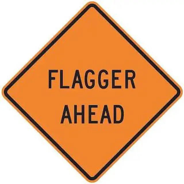 Alt view image 2 of 3 - LYLE W20-7D-30HA Road Sign,Flagger Ahead,30 x 30In