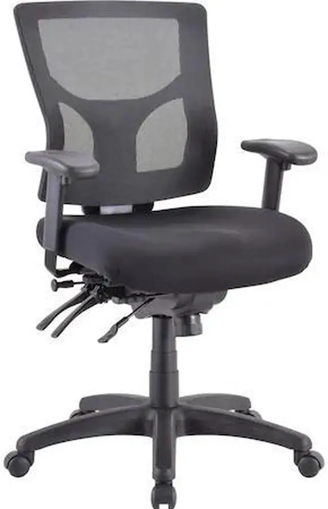 Alt view image 2 of 11 - Lorell Conjure Executive Mid-back Mesh Back Chair - Black Seat - Black Back - 5-star Base - 1 Each