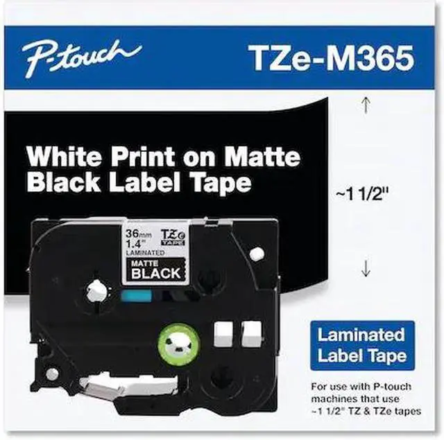 Main image of Brother P-touch TZe-M365 Label Maker Tape 1.42"W White on Matte Black TZEM365