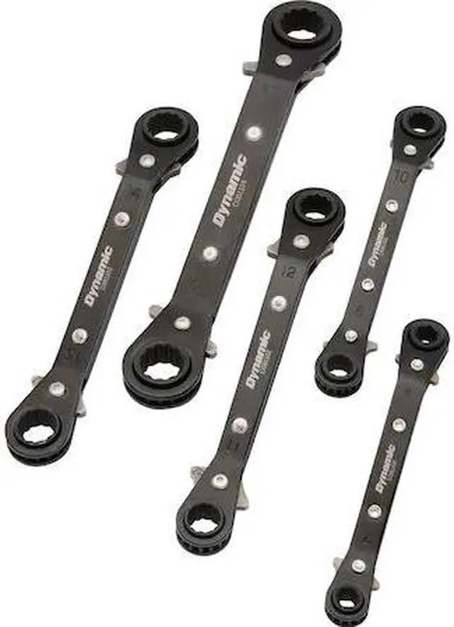 Main image of DYNAMIC D081202 5Pcs Metric Dbl Box End, Reversible Ratcheting Wrench Set, 25