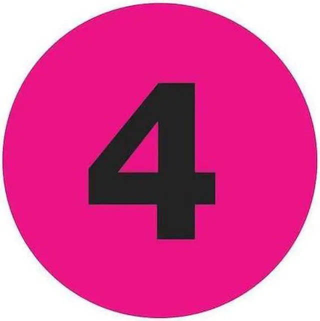 Main image of TAPE LOGIC DL1361 Tape Logic Number Labels, "4", 4" Circle, Fluorescent Pink,