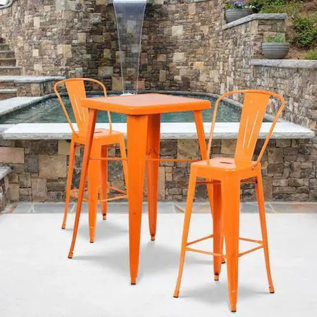 Alt view image 9 of 15 - FLASH FURNITURE 4-CH-31320-30GB-OR-GG Orange Metal Indoor-Outdoor Barstool with