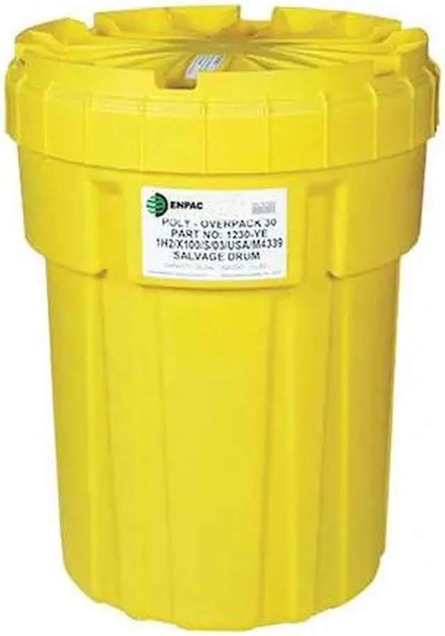 Alt view image 4 of 6 - ENPAC 1230-YE Open Head Salvage Drum, Polyethylene, 30 gal, Unlined, Yellow
