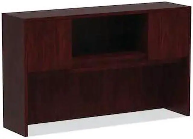 Alt view image 2 of 16 - Alera Valencia Series Hutch with Doors, 58 7/8w x 15d x 35 1/2h, Mahogany
