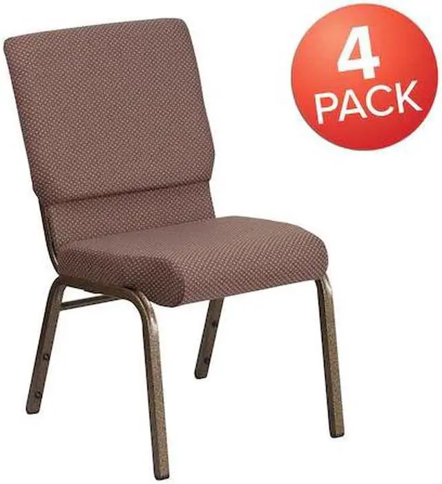Alt view image 8 of 14 - Flash Furniture HERCULES Series Fabric Church Stacking Chair Brown Dot/Gold Vein Frame 4 Pack (4FDCH185GVBNDT)