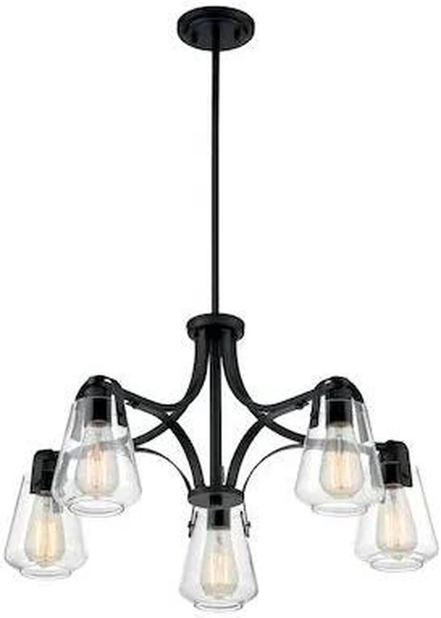 Alt view image 2 of 5 - nuvo 60/7105 skybridge 5 light chandelier fixture,matte black