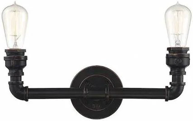 Main image of NUVO 60-5792 Iron 2 Light Vanity Fixture Industrial Bronze Finish Industr