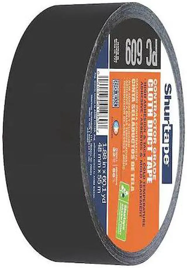 Alt view image 2 of 9 - Shurtape PC609-48/55BLK Industrial Grade Cloth Black Duct Tape: 2 in. x 60 yds.