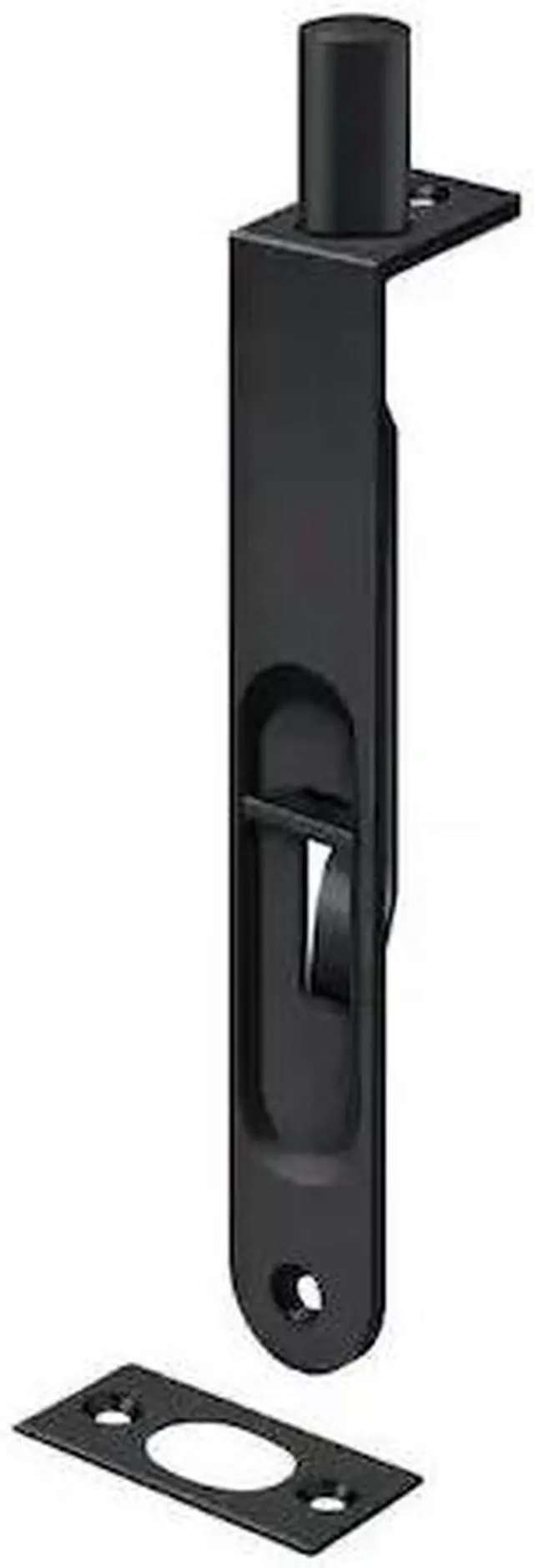Alt view image 2 of 2 - Deltana 6FBR19 6 in. Heavy Duty Flush Bolt Round, Black - Solid Brass