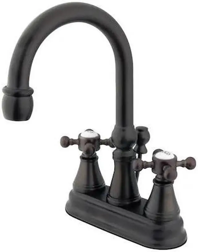 Alt view image 3 of 4 - Kingston Brass KS2615BX 4 in. Centerset Lavatory Faucet with Cross Handle, Oil Rubbed Bronze