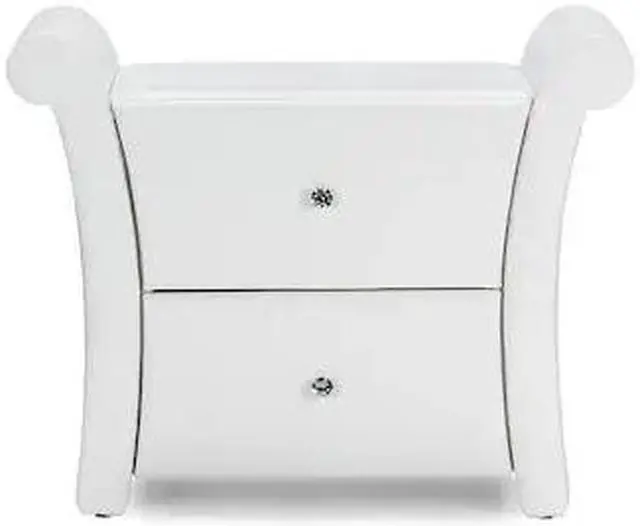 Alt view image 2 of 7 - Baxton Studio Victoria Faux Leather Upholstered Modern Nightstand, Large, White