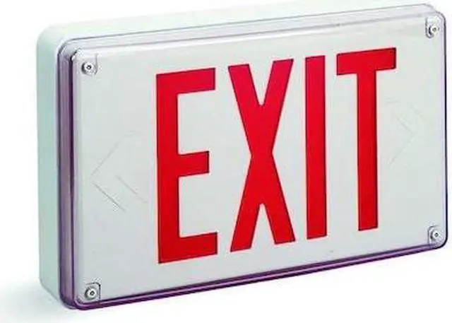 Main image of LITHONIA LIGHTING LV S W 1 R 120/277 EL N Exit Sign, White, 1 Face(s), LED,