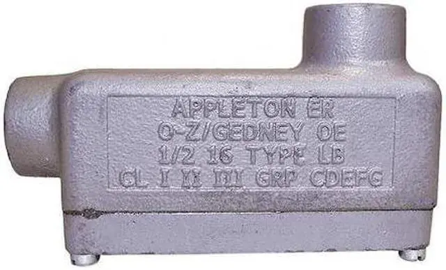 Alt view image 2 of 3 - Appleton Electric Conduit Outlet Body,Iron,Trd Sz 1/2in  ERLB50