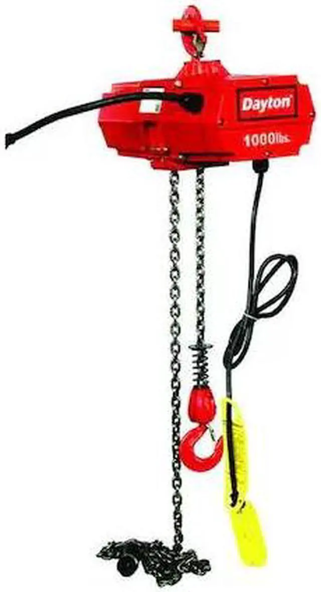 Main image of DAYTON 2XY32 Electric Chain Hoist, 1,000 lb, 10 ft, Hook Mounted - No Trolley,