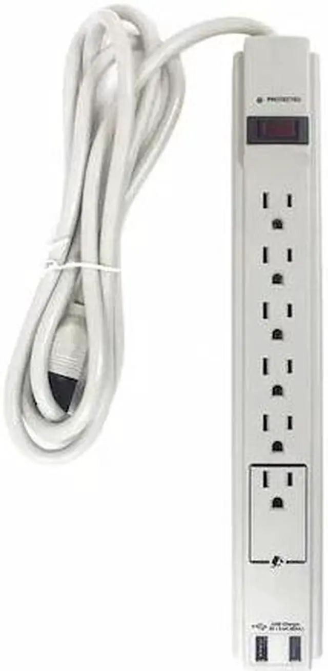 Main image of POWER FIRST 52NY54 Surge Protector Outlet Strip,6 ft.,White