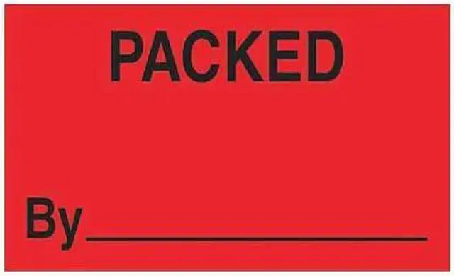 Main image of TAPE LOGIC DL3381 Tape Logic® Labels, "Packed By", 3" x 5", Fluorescent Red,