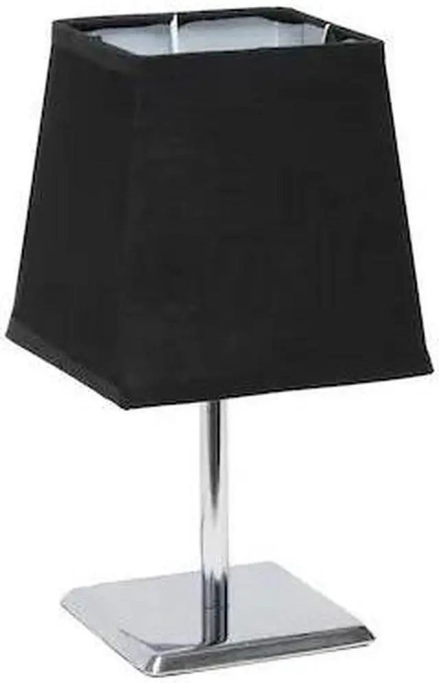 Alt view image 7 of 15 - Simple Designs Mini Chrome Table Lamp with Squared Empire Fabric Shade LT2062-BLK