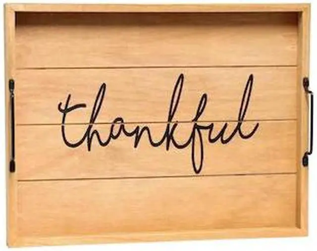 Alt view image 8 of 20 - Elegant Designs Decorative Wood Serving Tray w/ Handles, 15.50" x 12", "Thankful" HG2000-NTF