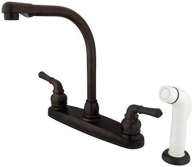 Alt view image 2 of 3 - Kingston Brass KB755 8 Inch Center Kitchen Faucet With Side Sprayer - Oil Rubbed Bronze