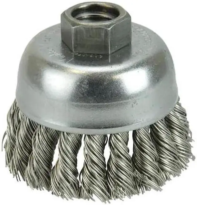 Main image of WEILER 13009 2-3/4" Single Row Knot Cup Brush.014" Stainless, 5/8"-11 UNC Nut