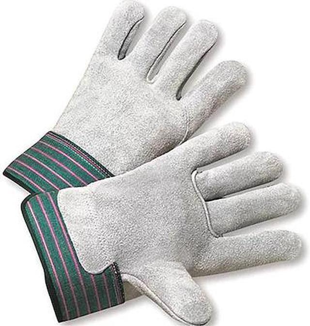 Main image of PIP 600-EA Leather Gloves, Cowhide, Safety Cuff, Wing Thumb, Full Finger, Gray,