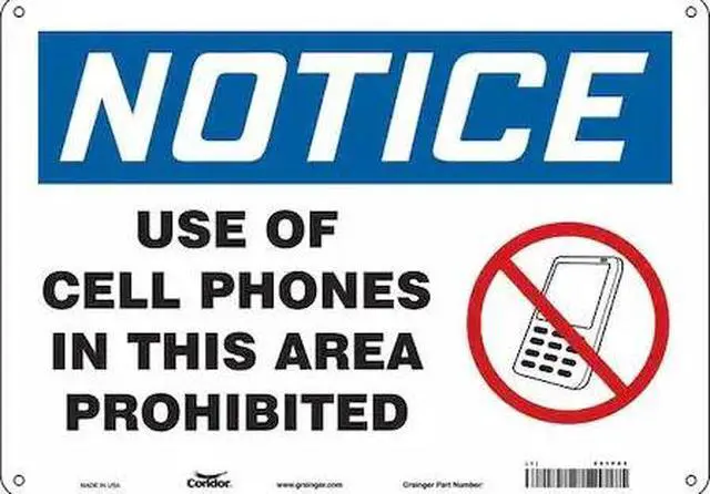 Main image of CONDOR 451P61 Safety Sign Cell Phone, 10 in H, 14 in W, Polyethylene,