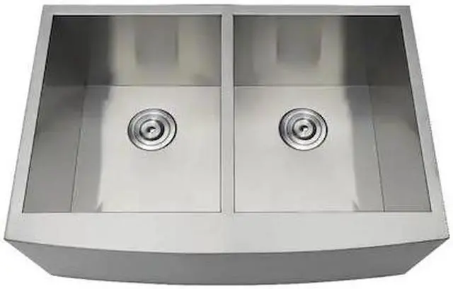 Alt view image 2 of 2 - Gourmetier GKUDF302110 Undermount Stainless Steel Double Farmhouse Kitchen Sink, Brushed