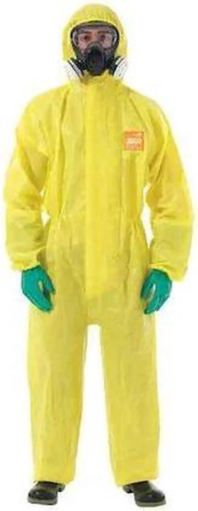 Main image of MICROCHEM YE30-W-92-111-02 Hooded Coverall, S, Yellow, Chemical Laminate,