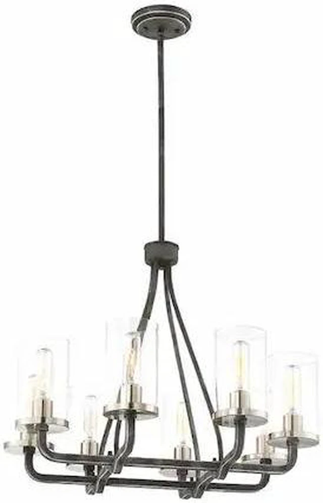 Main image of NUVO 60-6128 8-Light Sherwood Chandelier Iron Black with Brushed Nickel Accents