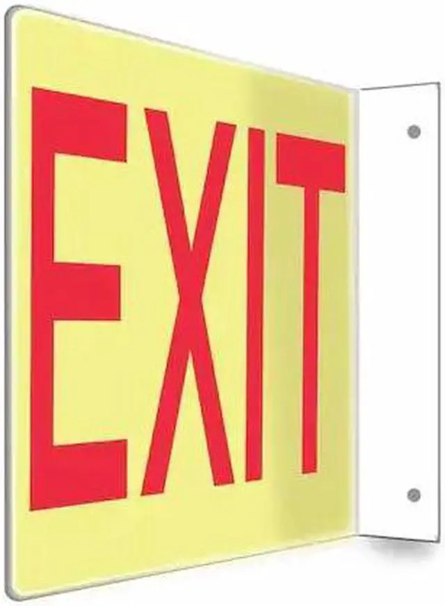 Main image of CONDOR 480W75 Exit Sign, Plastic, 12" W, 8" H, Exit, White