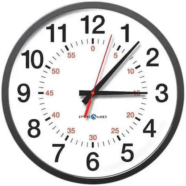 Main image of PYRAMID 9A13BG 13-1/4" Analog Wireless Synchronized Wall Clock, Black
