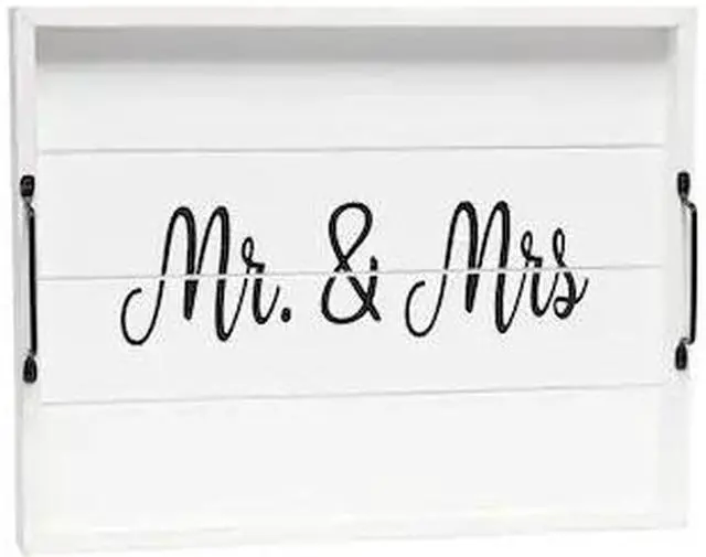 Alt view image 8 of 20 - Elegant Designs Decorative Wood Serving Tray w/ Handles, 15.50" x 12", "Mr. & Mrs." HG2000-WMM