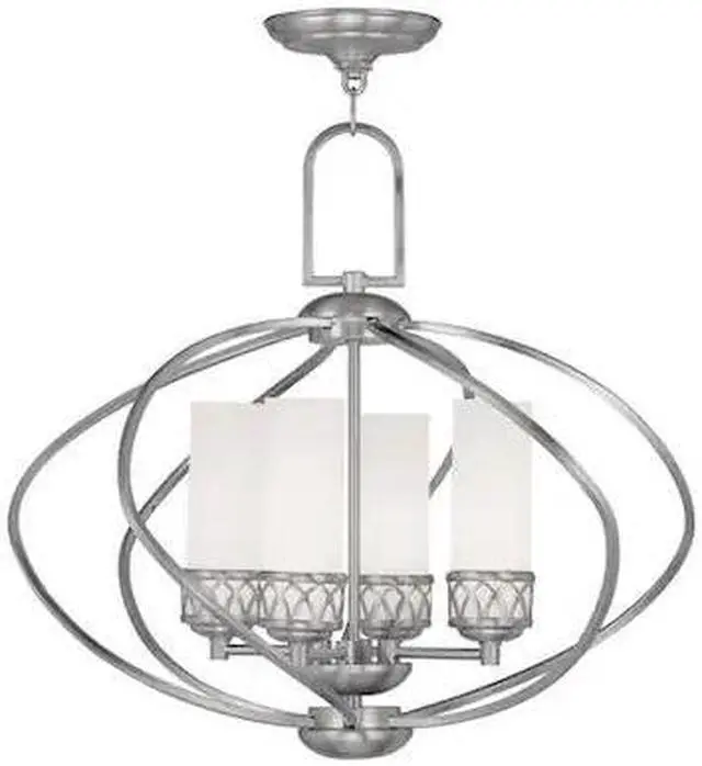 Alt view image 2 of 2 - Livex Lighting 4724-91 Westfield 4-Light Chandelier, Brushed Nickel