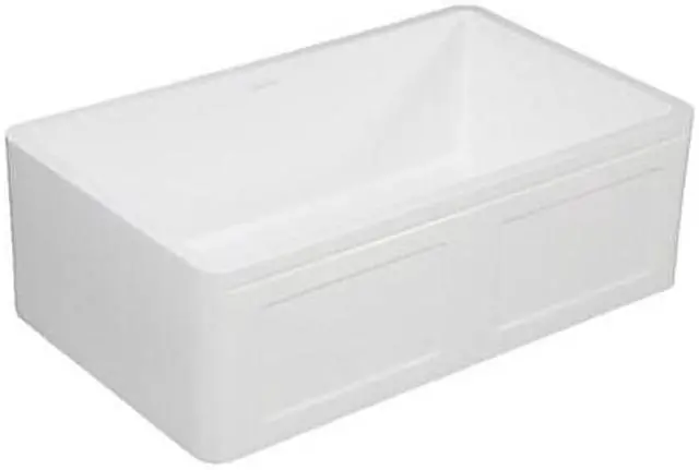 Alt view image 2 of 6 - Gourmetier GKFA331810DS Solid Surface Matte Stone Apron Front Farmhouse Single Bowl Kitchen Sink, Matte White